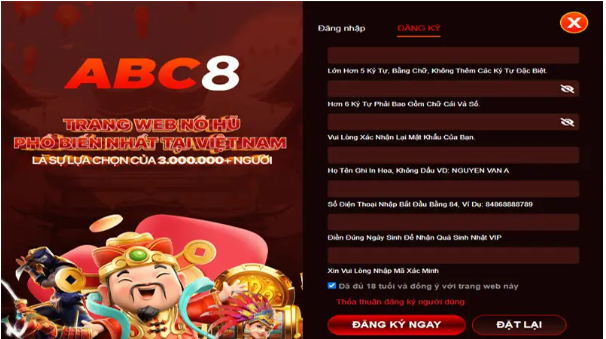 Các bước đăng ký, nạp/rút tiền và bảo mật tại ABC8